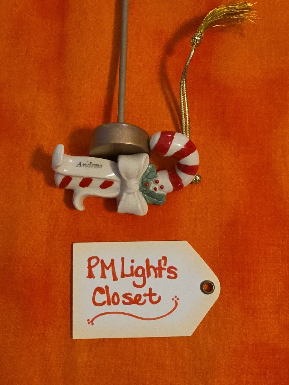 Lenox Red & White Candy Cane Ornament Andrew Personalized